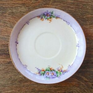 Vintage Jorgensen Purple Floral Cottagecore Decor Tea Saucer Made in Germany